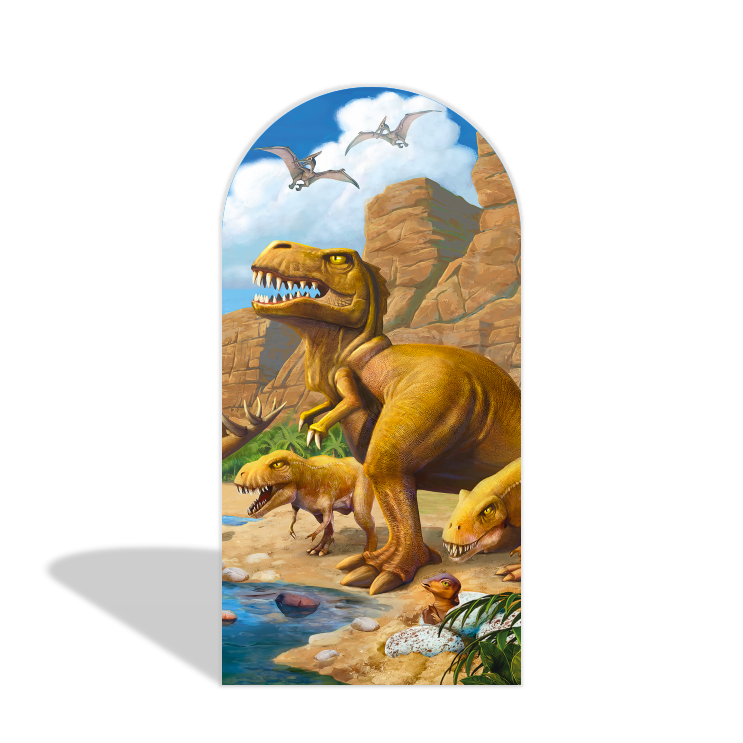Toile de fond pour arche Joyeux Anniversaire thème dessin animé dinosaure