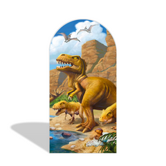 Toile de fond pour arche Joyeux Anniversaire thème dessin animé dinosaure