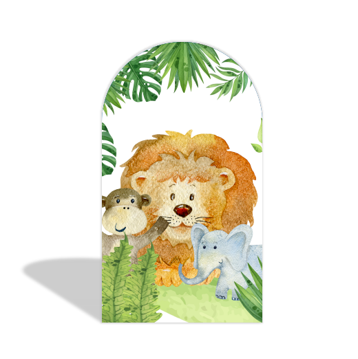 Toile de fond pour arche Joyeux Anniversaire jungle sauvage safari