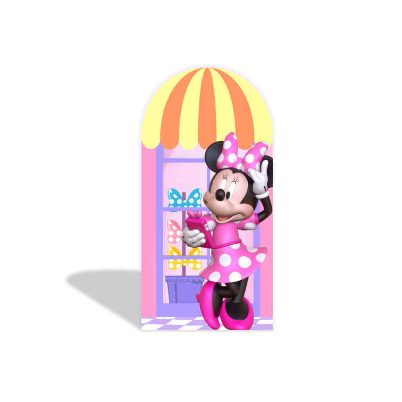 Toile de fond pour arche fête anniversaire Minnie rose