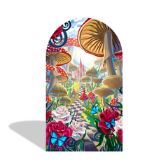 Toile de fond pour arche fête anniversaire Alice au Pays des Merveilles