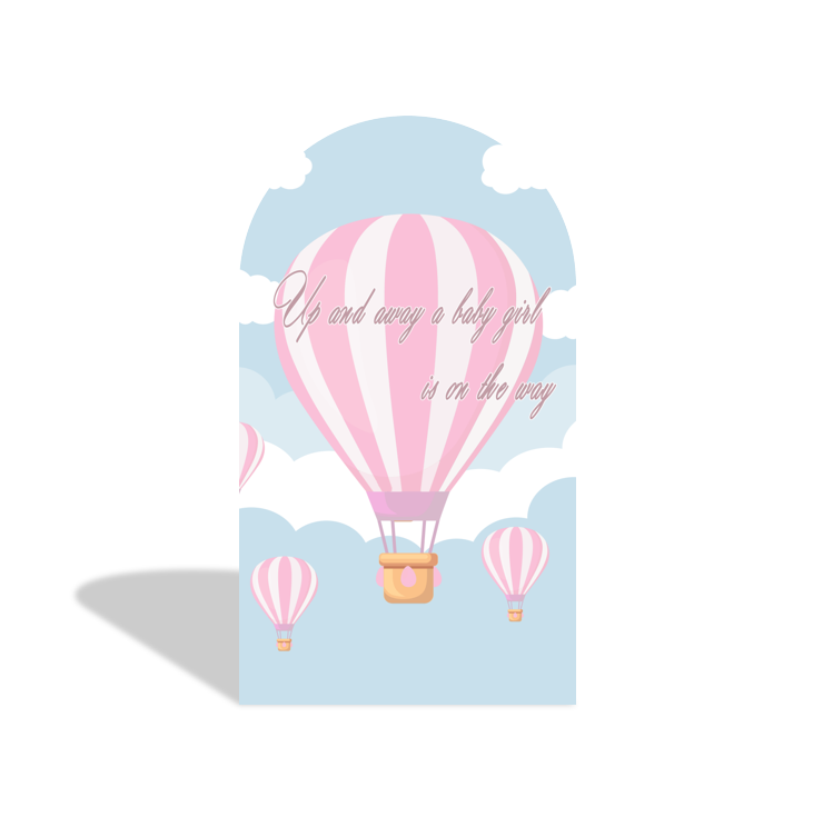 Toile de fond pour arche montgolfière rose pour fête anniversaire Baby Shower