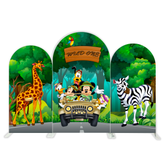 Toile de fond pour arche Joyeux Anniversaire Mickey Minnie Disney safari thème Wild One