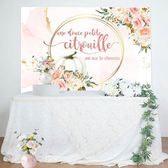 Rose et doré floral citrouille bébé douche Toile de fond
