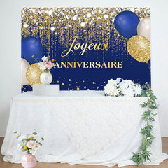 Bleu et Or des ballons Paillettes Anniversaire Toile de fond