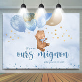Bleu des ballons Mignon Nounours Ours Bébé Douche Toile de fond