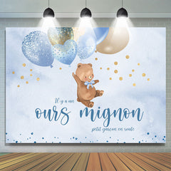 Bleu des ballons Mignon Nounours Ours Bébé Douche Toile de fond