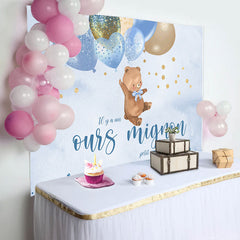 Bleu des ballons Mignon Nounours Ours Bébé Douche Toile de fond