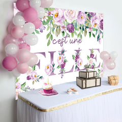 C'est UN Fille Violet Floral Blanc Bébé Douche Toile de fond