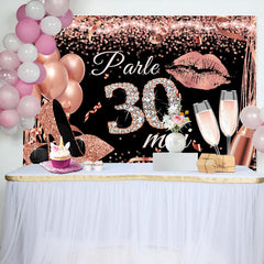 Rose Or Paillettes Parler 30 À Moi Thème Anniversaire Toile de fond