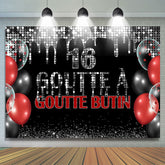Guirlande 16 Noir Et Argent Paillettes Anniversaire Toile de fond