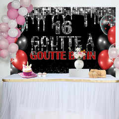Guirlande 16 Noir Et Argent Paillettes Anniversaire Toile de fond