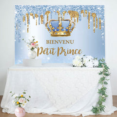 Paillettes Bleu Accueillir Petit Prince Bébé Douche Toile de fond