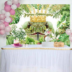 Vert Plantes Avec Serpent Thème Heureux Anniversaire Toile de fond