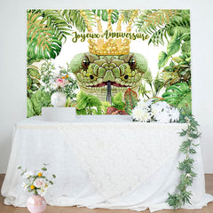 Vert Plantes Avec Serpent Thème Heureux Anniversaire Toile de fond