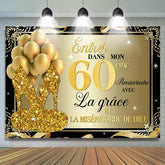 Or Paillettes Talons Et des ballons 60ème Anniversaire Toile de fond