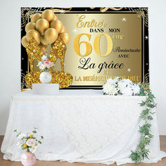 Or Paillettes Talons Et des ballons 60ème Anniversaire Toile de fond