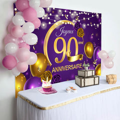 Violet Ballon Rose 90ème Anniversaire Toile de fond Pour Femmes