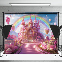 Cake Smash Rose Bonbons Château Arc-en-ciel Anniversaire Toile de fond