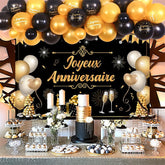 Joyeux Anniversaire Decoration Toile de Fond Noir Or