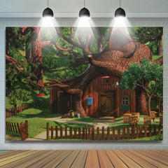 Toile de fond Macha et le ours forêt arbre maison
