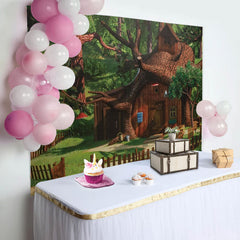 Toile de fond Macha et le ours forêt arbre maison