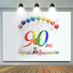 Toile de fond heureux anniversaire des ballons faire la fête 90ème