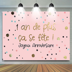 Toile de fond heureux anniversaire rose Polka Points confettis