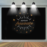 Toile de fond heureux anniversaire éToiles noir or