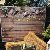 Toile de fond d'anniversaire bohème ancien bois