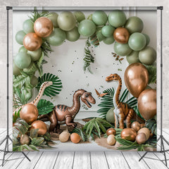 Cake Smash Safari Dinosaure Vert Or Ballon Toile de fond