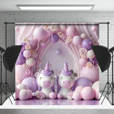 Cake Smash Fantaisie Rose Violet Floral Licorne Toile de fond