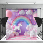 Cake Smash Ballon Nuages Arc-en-ciel Licorne Toile de fond