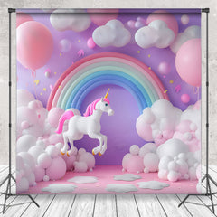 Cake Smash Ballon Nuages Arc-en-ciel Licorne Toile de fond
