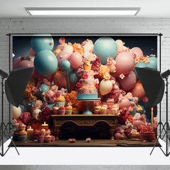 Cake Smash Coloré Tasse Gâteau Ballon Floral Toile de fond