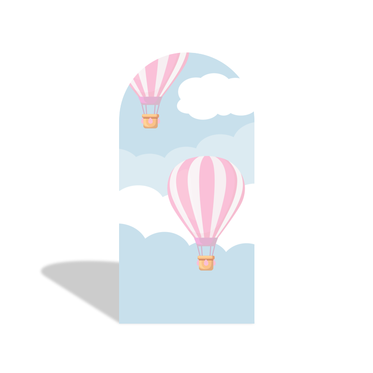 Toile de fond pour arche montgolfière rose pour fête anniversaire Baby Shower