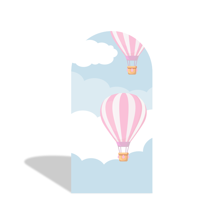 Toile de fond pour arche montgolfière rose pour fête anniversaire Baby Shower
