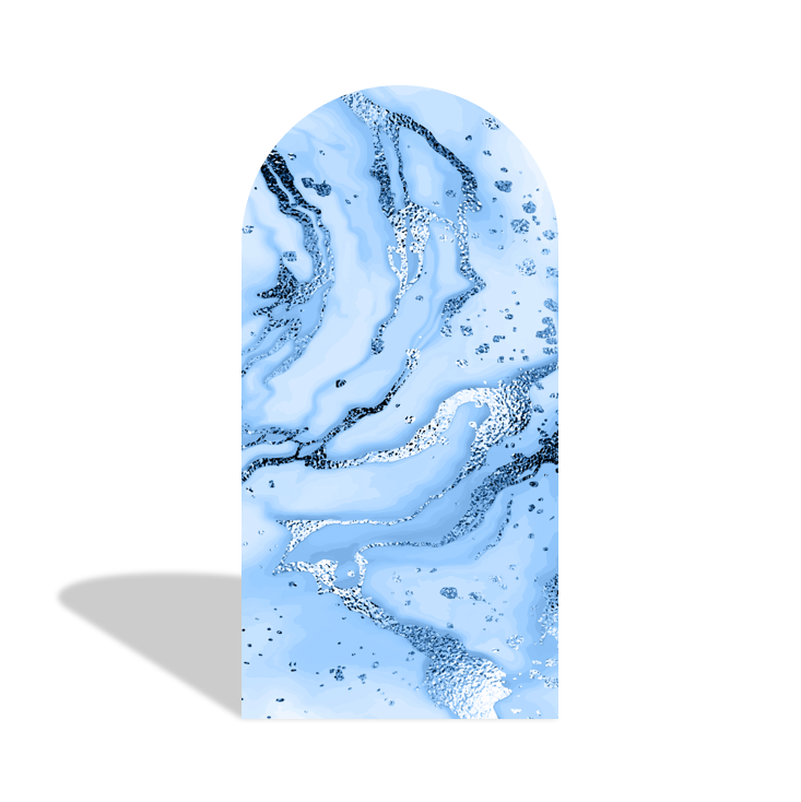 Toile de fond pour arche Joyeux Anniversaire capitonné marbre bleu
