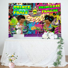 Frais Prince Ou Princesse années 90 Thème Bébé Douche Toile de fond