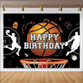 Lofaris Toile de fond pour anniversaire basket pour garçon avec joueurs et ballon, arrière-plan de fête sportif pour studio photo