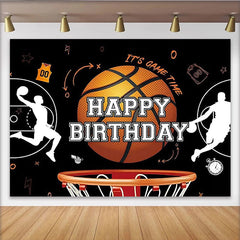 Lofaris Toile de fond pour anniversaire basket pour garçon avec joueurs et ballon, arrière-plan de fête sportif pour studio photo