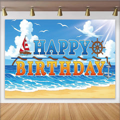 Lofaris Toile de fond pour anniversaire marin avec bateau et ancre, magnifique décor de fête pour enfants et séance photo