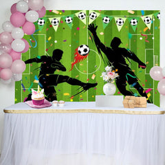 Lofaris Toile de fond anniversaire football avec joueurs et ballon, magnifique décor de fête pour enfants et studio photo
