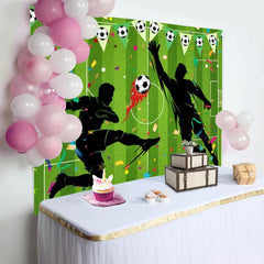 Lofaris Toile de fond anniversaire football avec joueurs et ballon, magnifique décor de fête pour enfants et studio photo