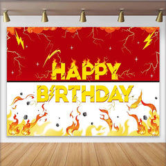 Lofaris Toile de fond pour anniversaire thème feu et éclair rouge et jaune, décor énergique pour fête d'enfants et studio photo