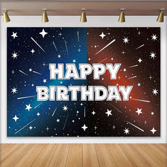 Lofaris Toile de fond joyeux anniversaire cosmique étoiles filantes, arrière-plan galactique scintillant pour décoration de fête