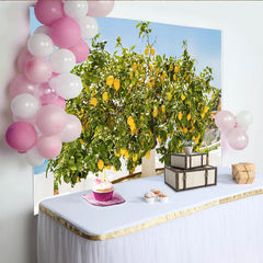 Lofaris Toile de fond de photographie citronnier, citrons jaunes et ciel bleu, arrière-plan estival pour studio photo