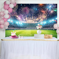 Lofaris Toile de fond de photographie de stade avec feux d'artifice, magnifique arrière-plan pour célébration sportive et studio