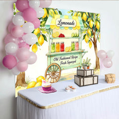 Lofaris Toile de fond de photographie stand de limonade aquarelle et citrons frais, décor d'été rustique pour studio photo et événements