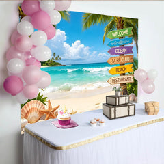 Lofaris Toile de fond de photographie paysage de plage tropicale, ciel bleu et sable blanc, décor paradisiaque pour studio photo et vacances